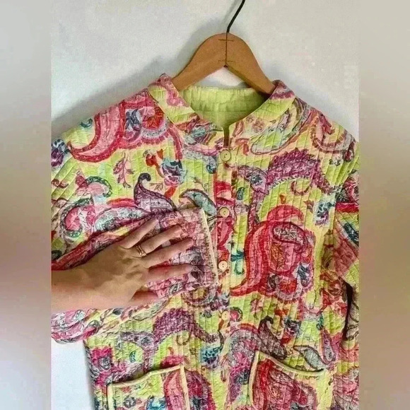 La Cera women’s quilted reversible jacket colorful paisley size medium - Picture 5 of 13